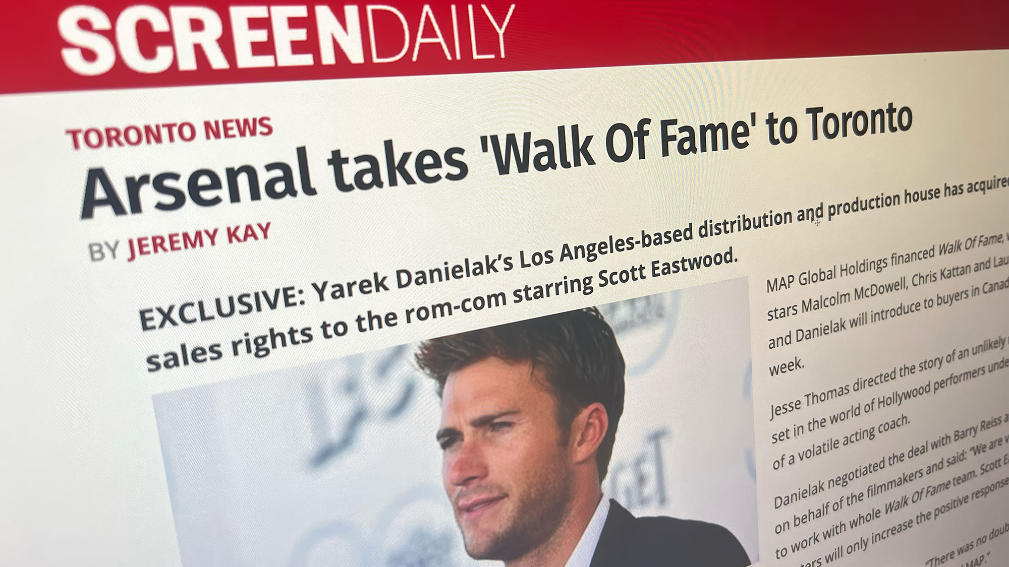 ScreenDaily coverage of Arsenal Pictures bringing Walk of Fame to Toronto.
